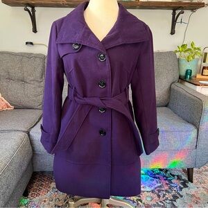Women’s Worthington belted pea coat. Eggplant color. Size XL.